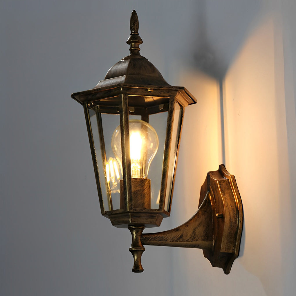 Retro Hexagonal Waterproof European Style Outdoor Wall Lights Wall Lamp-Lighom