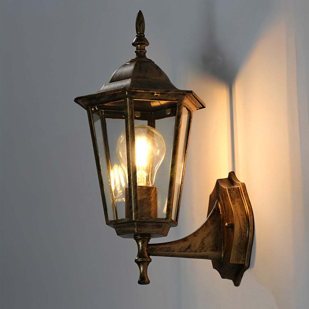 Retro Hexagonal Waterproof European Style Outdoor Wall Lights Wall Lamp-Lighom