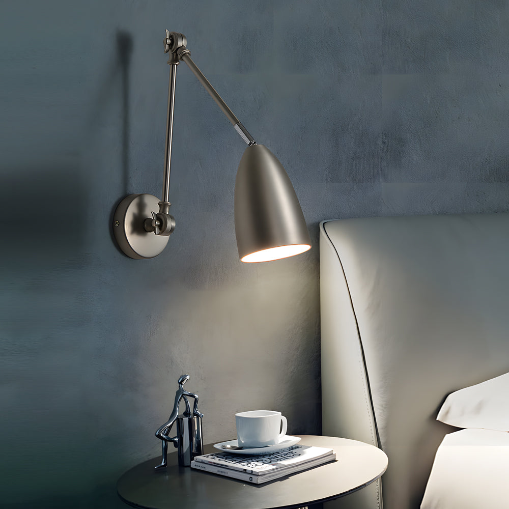 Swing Arm Wall Lamp Long 1 Bulb Rod Rocker Arm Wall Mounted Sconce with 3 Adjustable Joints-Lighom