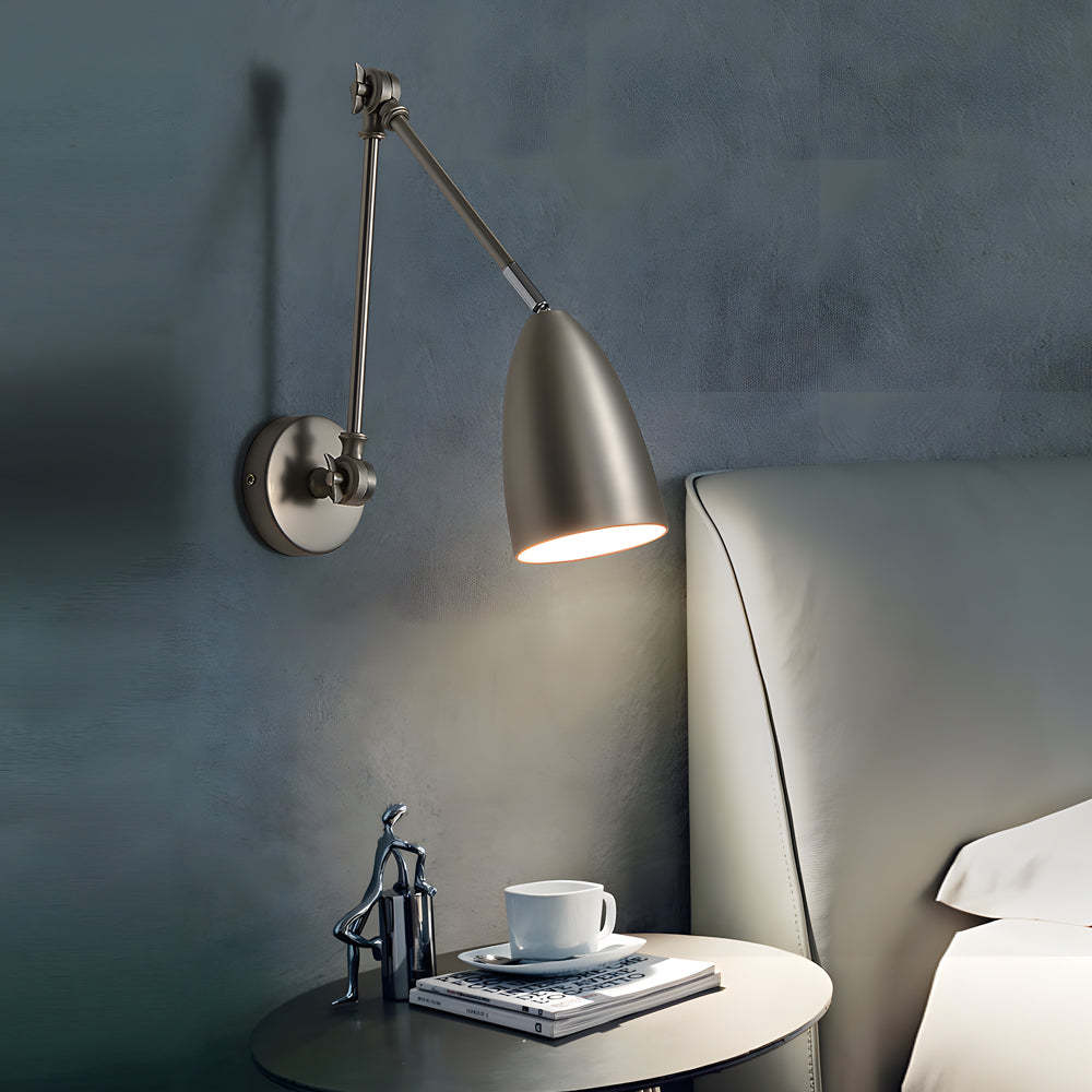 Swing Arm Wall Lamp Long 1 Bulb Rod Rocker Arm Wall Mounted Sconce with 3 Adjustable Joints-Lighom