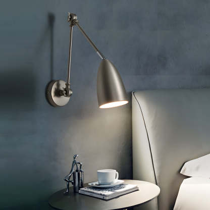 Swing Arm Wall Lamp Long 1 Bulb Rod Rocker Arm Wall Mounted Sconce with 3 Adjustable Joints-Lighom