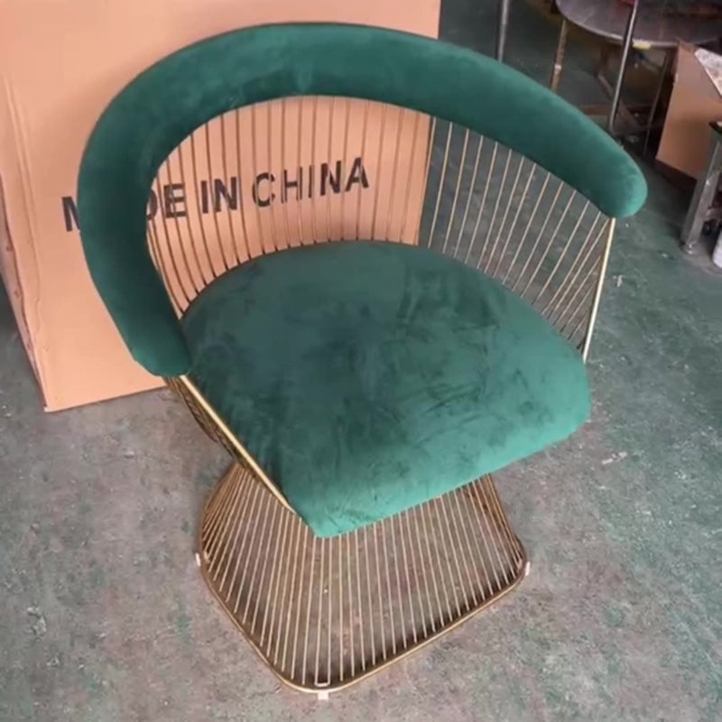 Modern Hollow Oval Fabric Steel Accent Chair