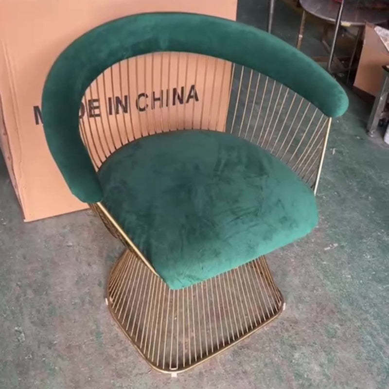 Modern Hollow Oval Fabric Steel Accent Chair