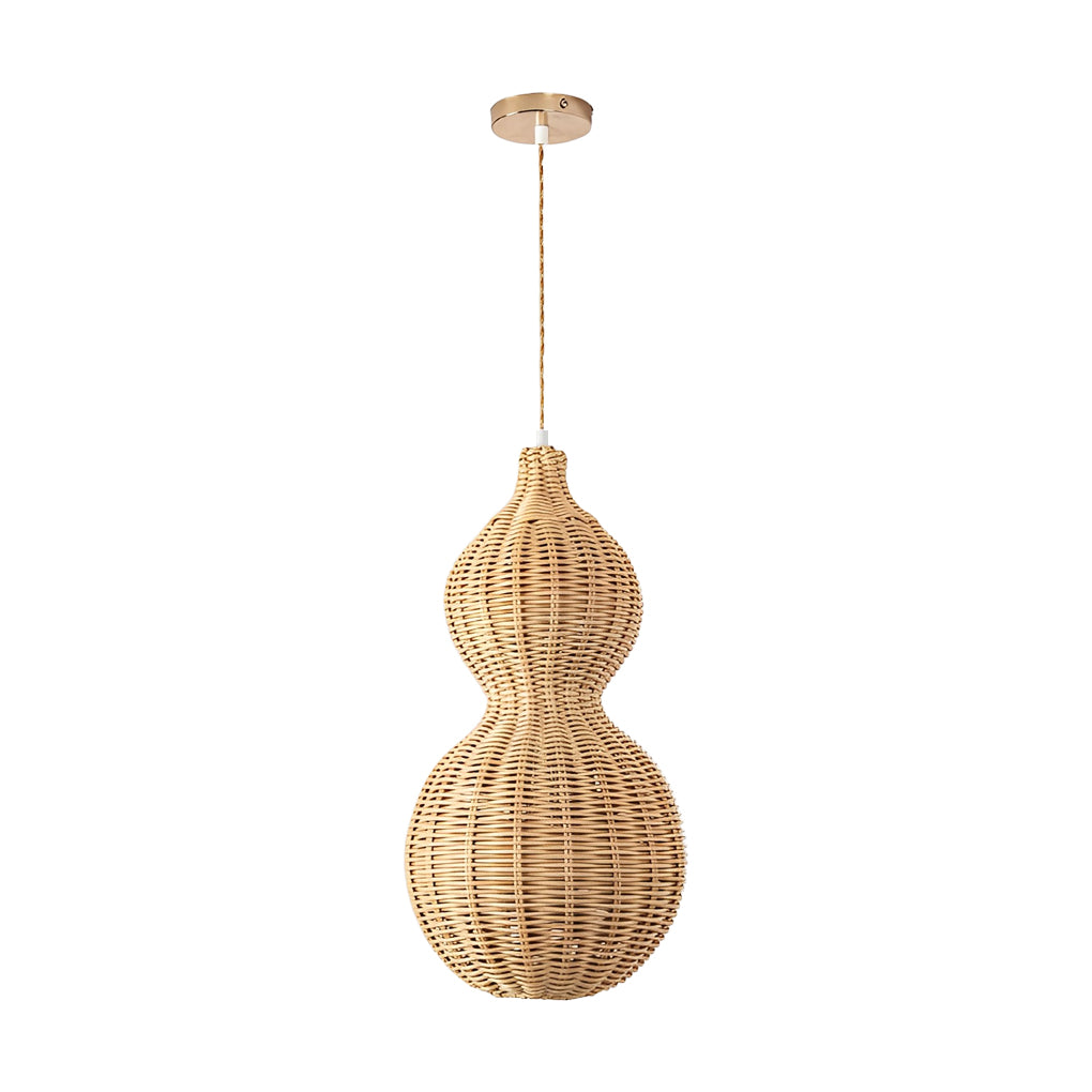 Woven Rattan Gourd Hanging Lamp Outdoor Pendant Light for Patio-Lighom