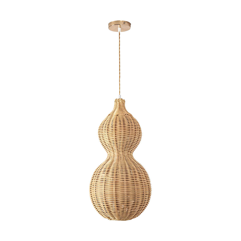 Woven Rattan Gourd Hanging Lamp Outdoor Pendant Light for Patio-Lighom