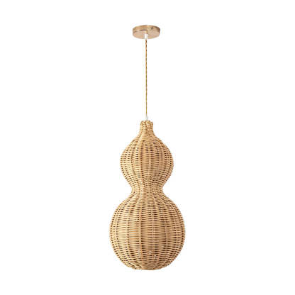 Woven Rattan Gourd Hanging Lamp Outdoor Pendant Light for Patio-Lighom
