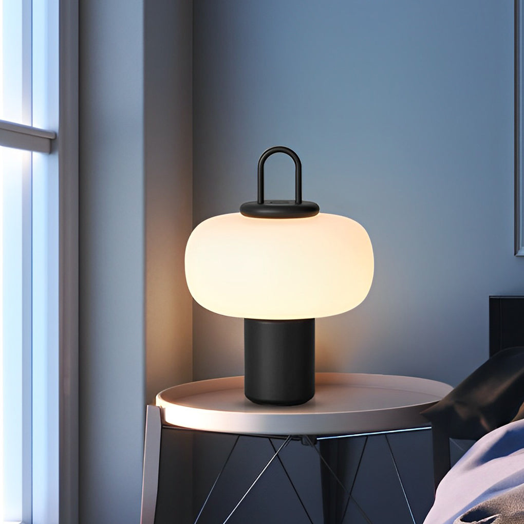 Modern Milk Glass Orb Portable LED Lamp