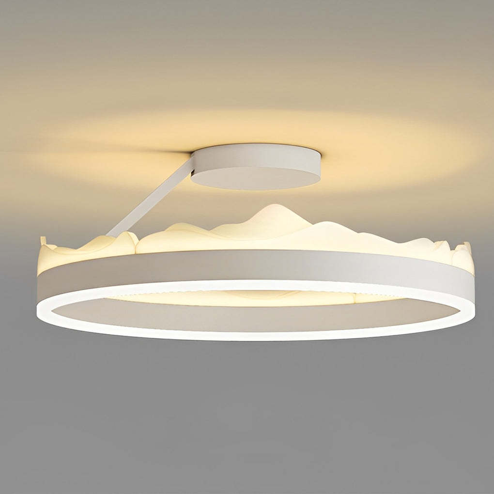 Round Stepless Dimming LED White Nordic Flush Mount Light