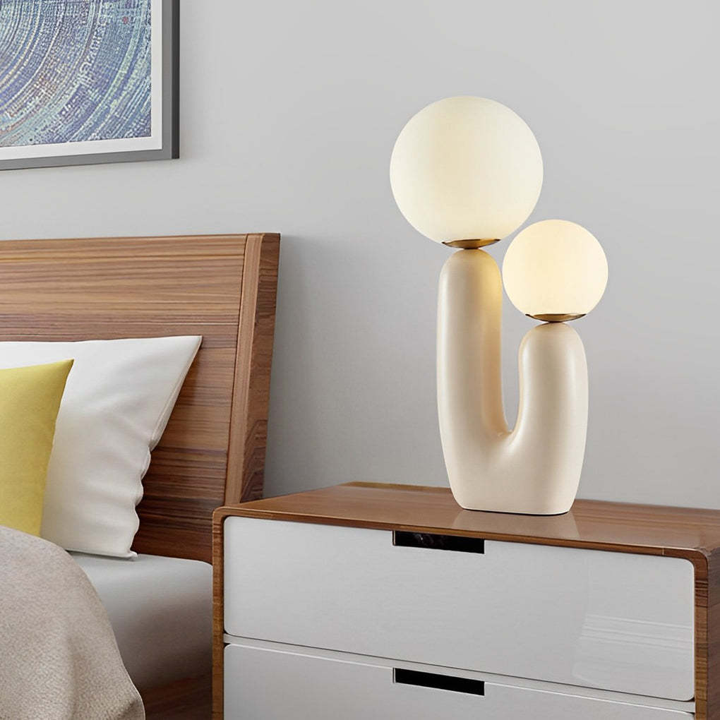 2-Light Modern Beige Cactus LED Accent Lamp