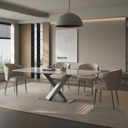 Upholstered Leather Steel Dining Chair
