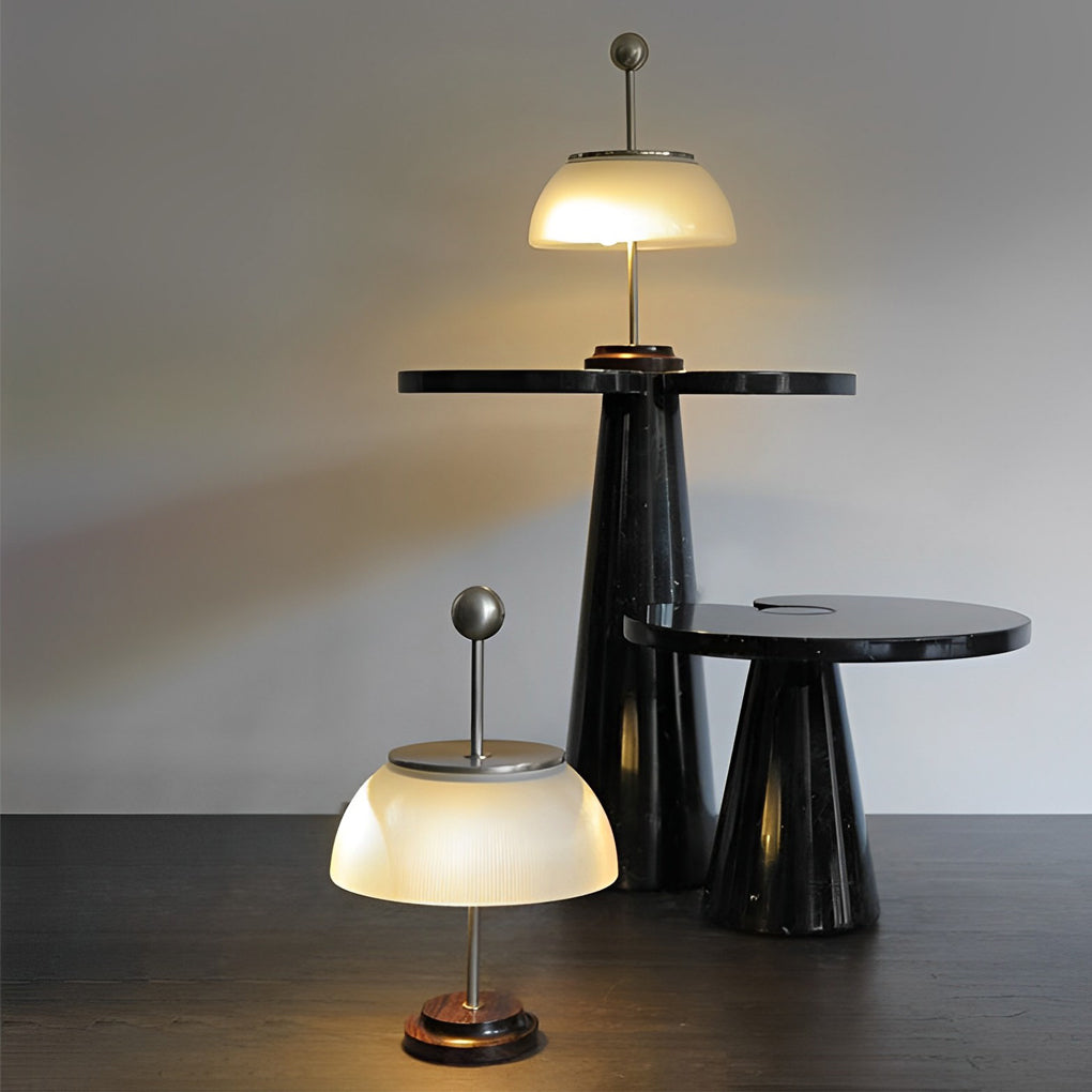 Ribbed Glass Bowl and Metal Italian Accent Table Lamps-Lighom