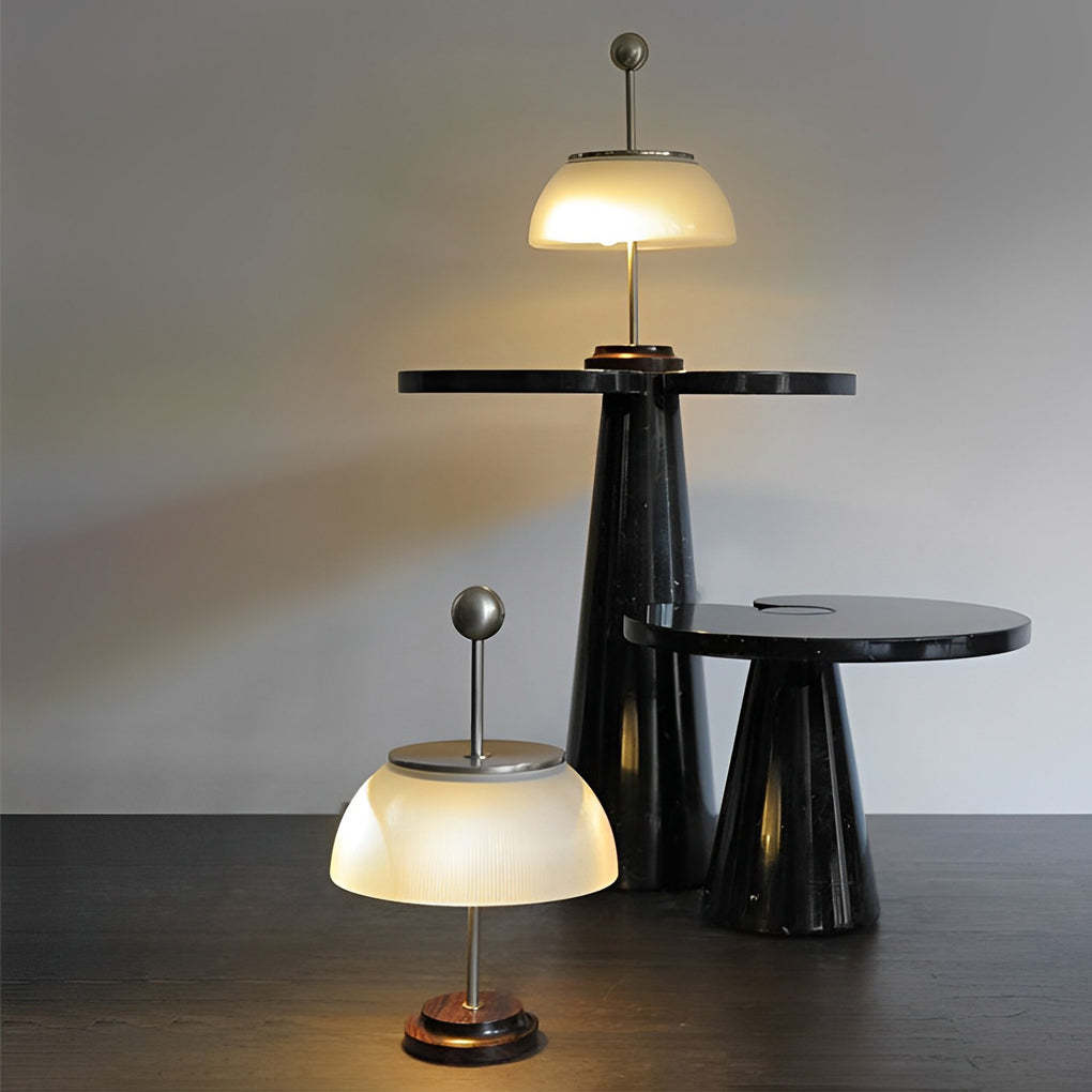 Ribbed Glass Bowl and Metal Italian Accent Table Lamps-Lighom