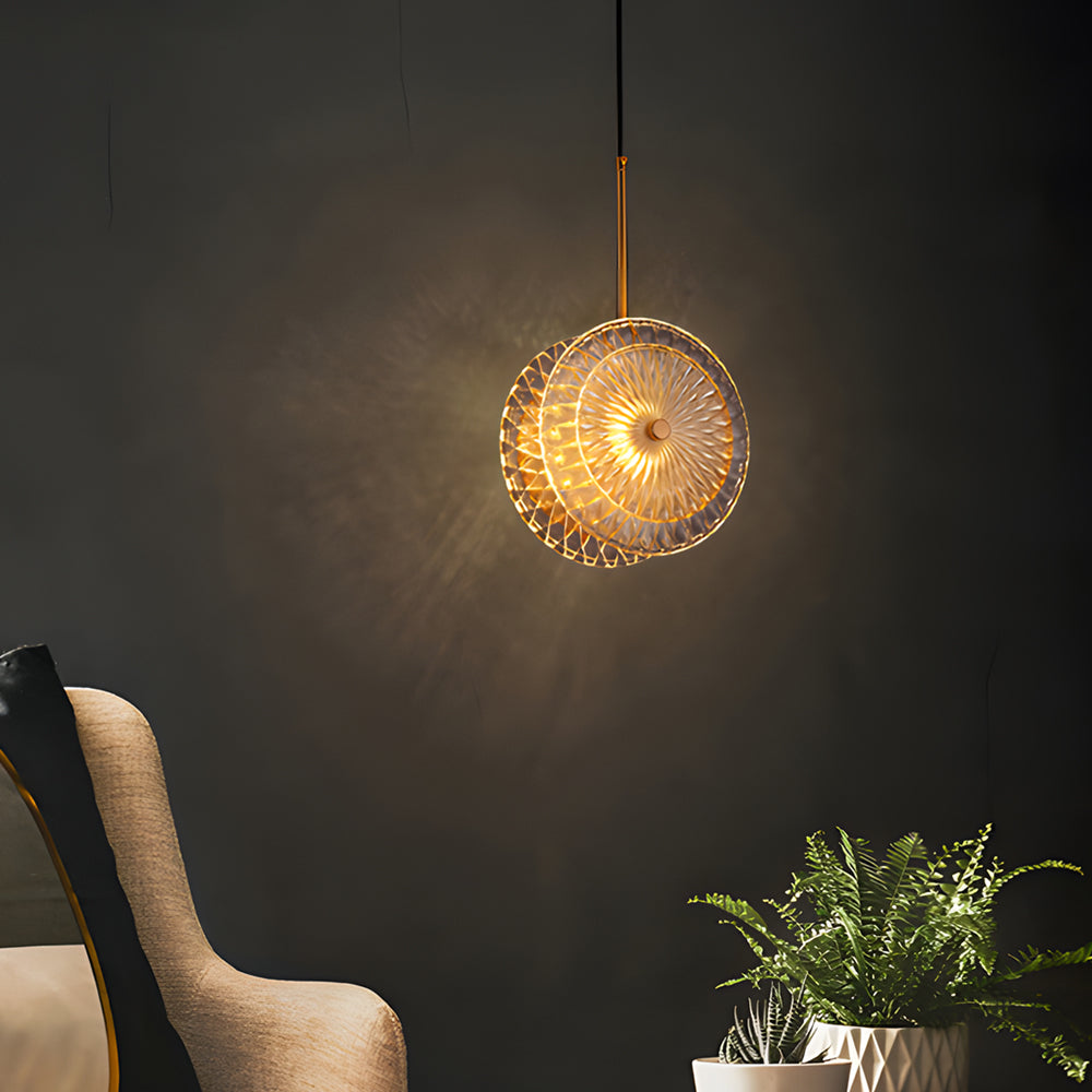 Gold modern 1-light disc pendant lighting — Style B