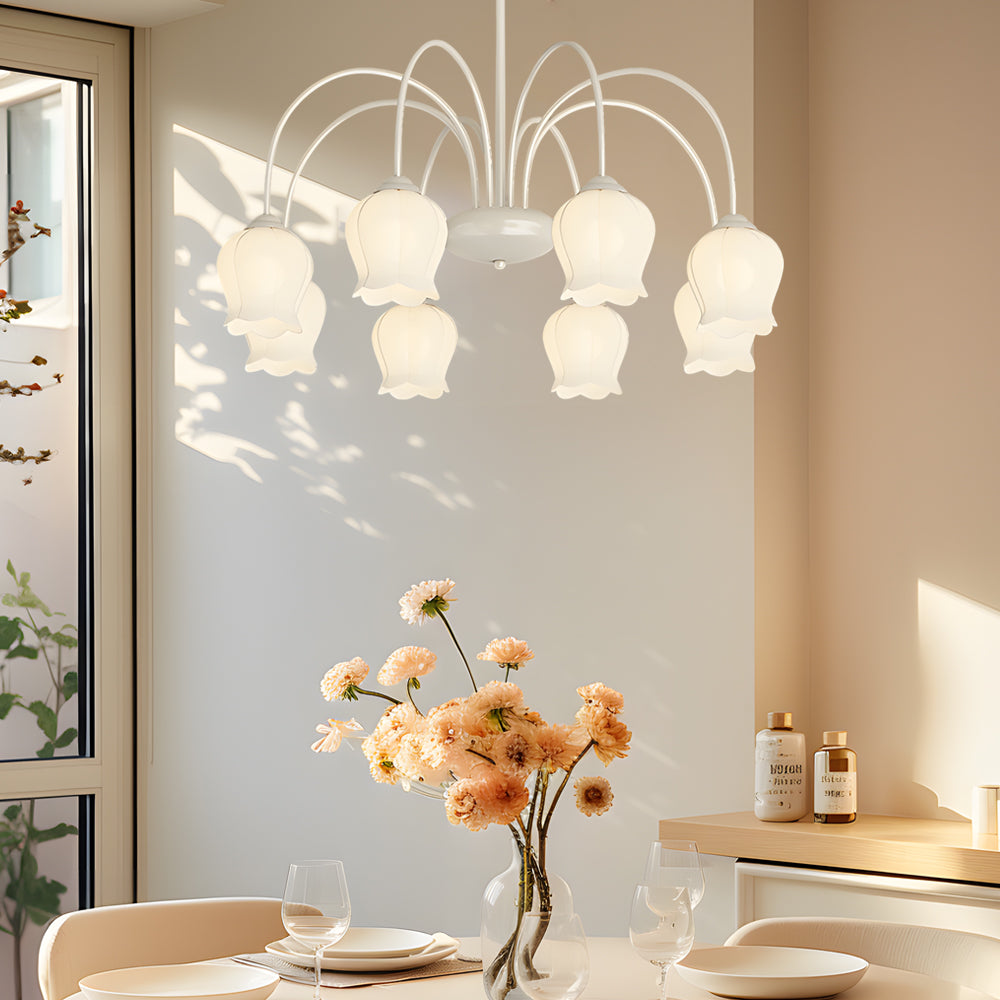 8-Head Pastoral Bell Orchid Flower French Chandelier