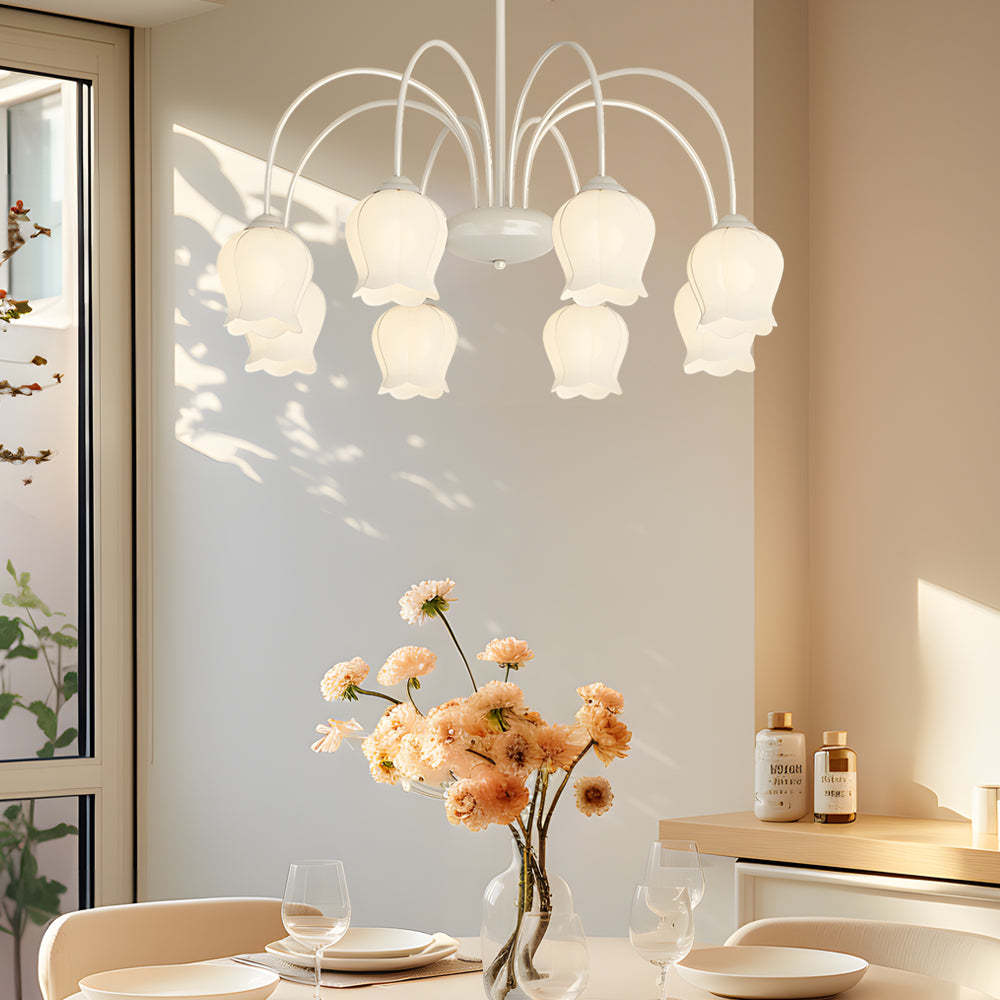 8-Head Pastoral Bell Orchid Flower French Chandelier