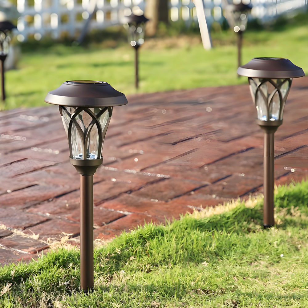 Waterproof Metal Glass LED Retro Modern Solar Powered Lawn Lights-Lighom