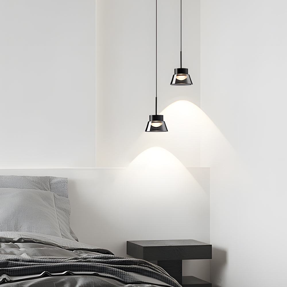 1/2-Light Smoked Gray Glass LED Island Pendant Chandelier