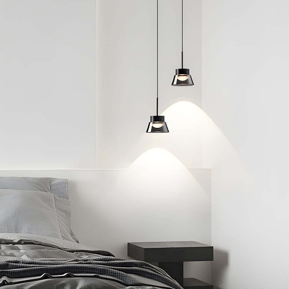 1/2-Light Smoked Gray Glass LED Island Pendant Chandelier