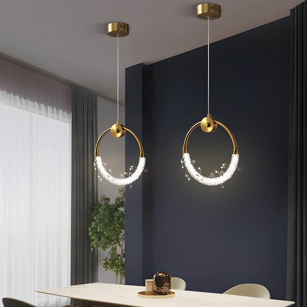 Ring LED Crystal Small Bedside Pendant