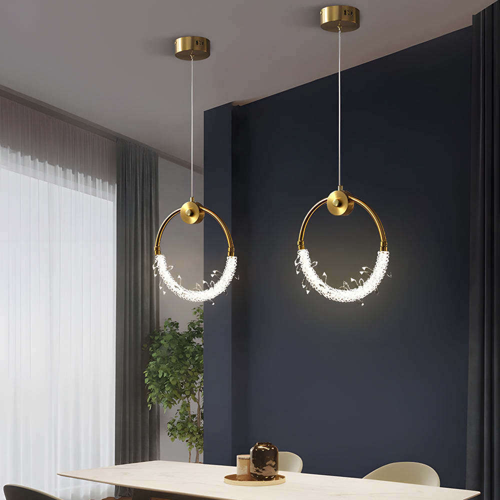 Ring LED Crystal Small Bedside Pendant