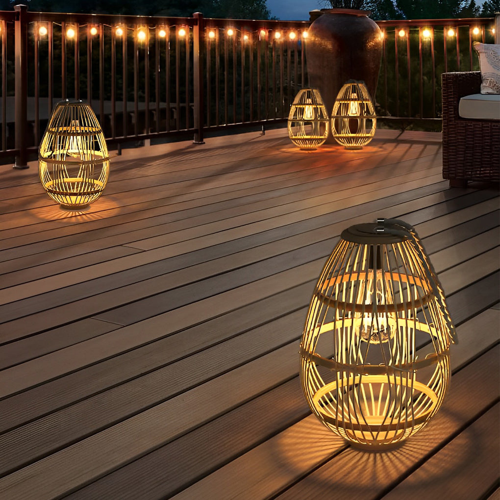 Modern portable brown outdoor lanterns & lamps in rattan — Hardwired