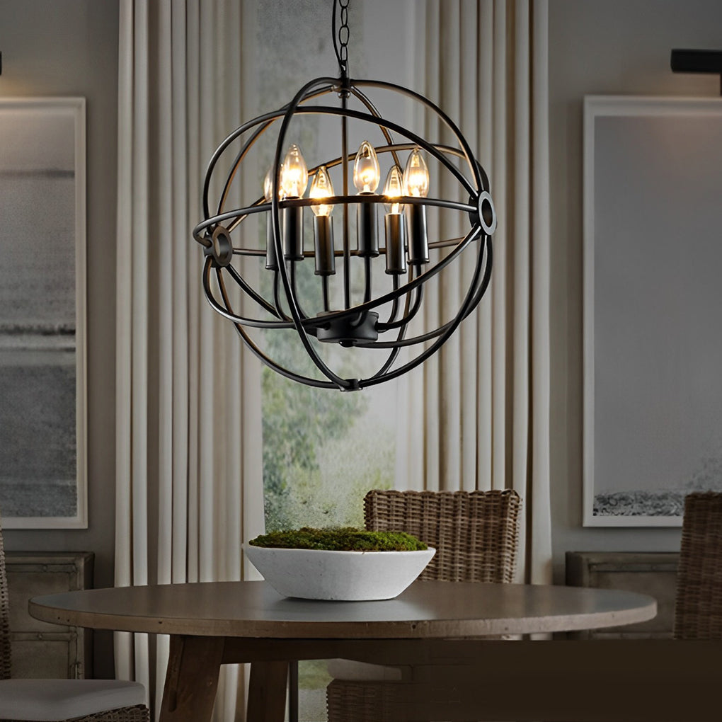 Retro Iron Birdcage Candlestick American Pendant Chandelier