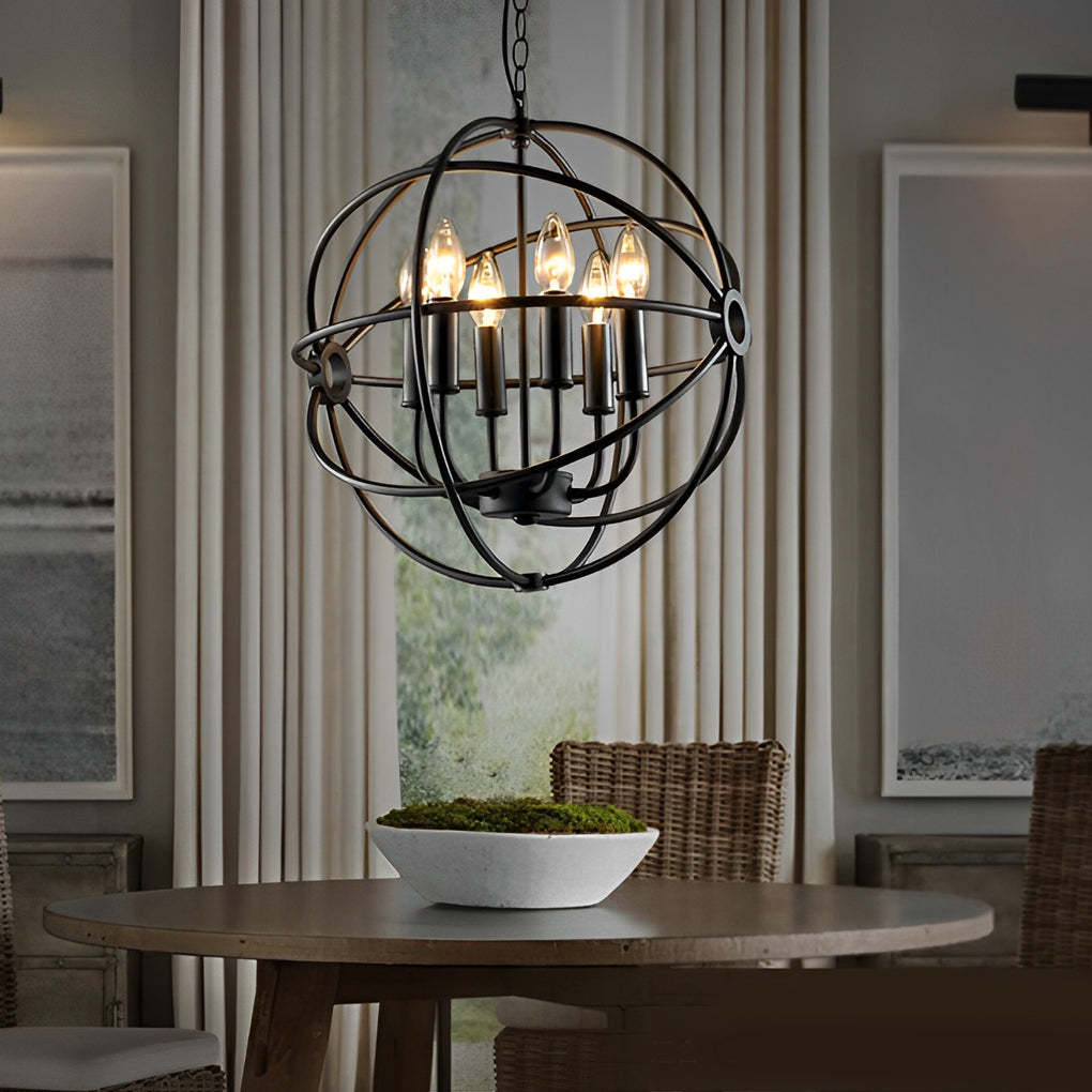 Retro Iron Birdcage Candlestick American Pendant Chandelier