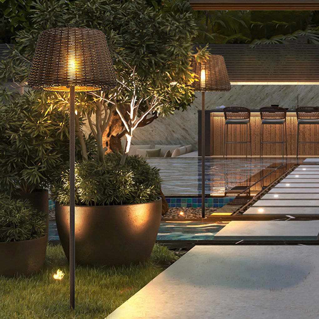 Rattan Shade LED Ralph Outdoor Floor Lamp with Stake, 45.27 In.H-Lighom