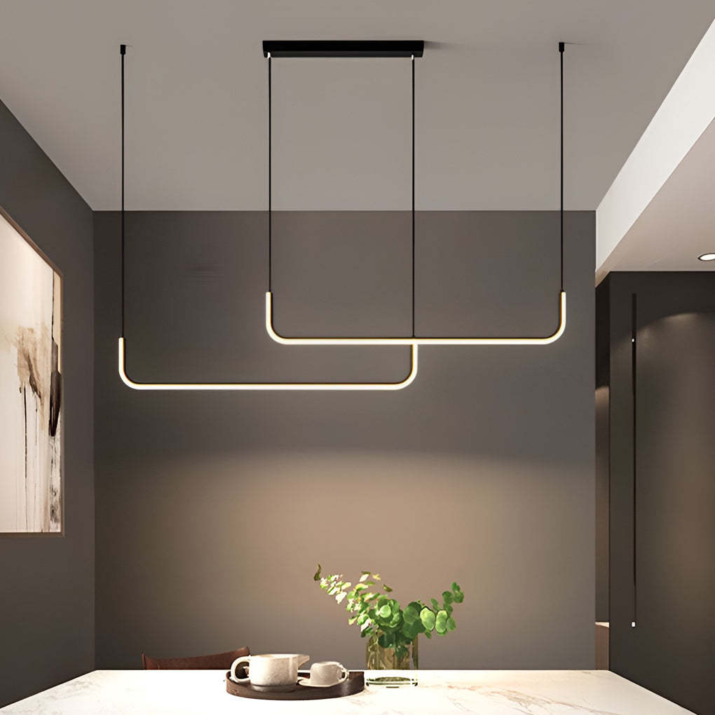 Minimalist Strip 3-Step Dimming LED Black Nordic Pendant