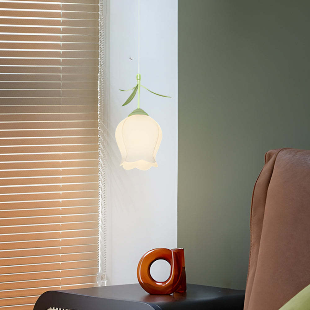 Bell Orchid Flower Green Modern Pendant Light