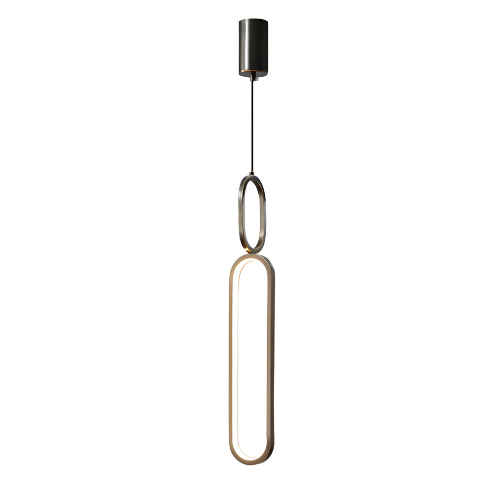 Minimalist Long Oval Ring LED Copper Modern Pendant Light