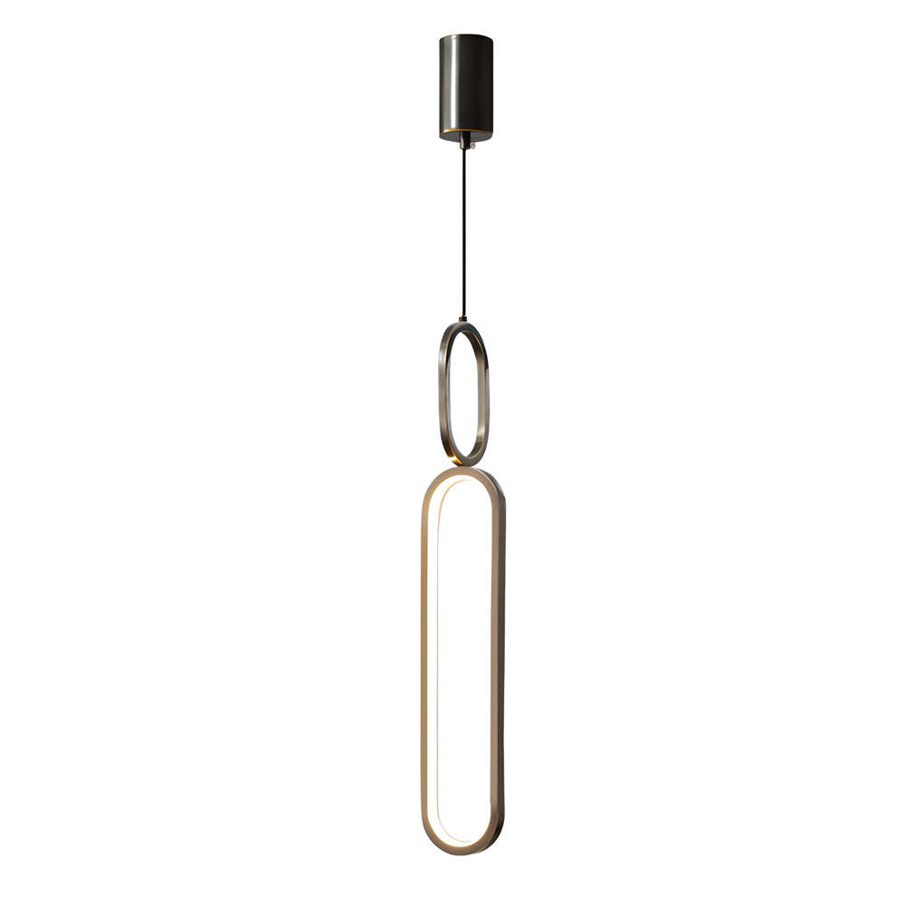 Minimalist Long Oval Ring LED Copper Modern Pendant Light