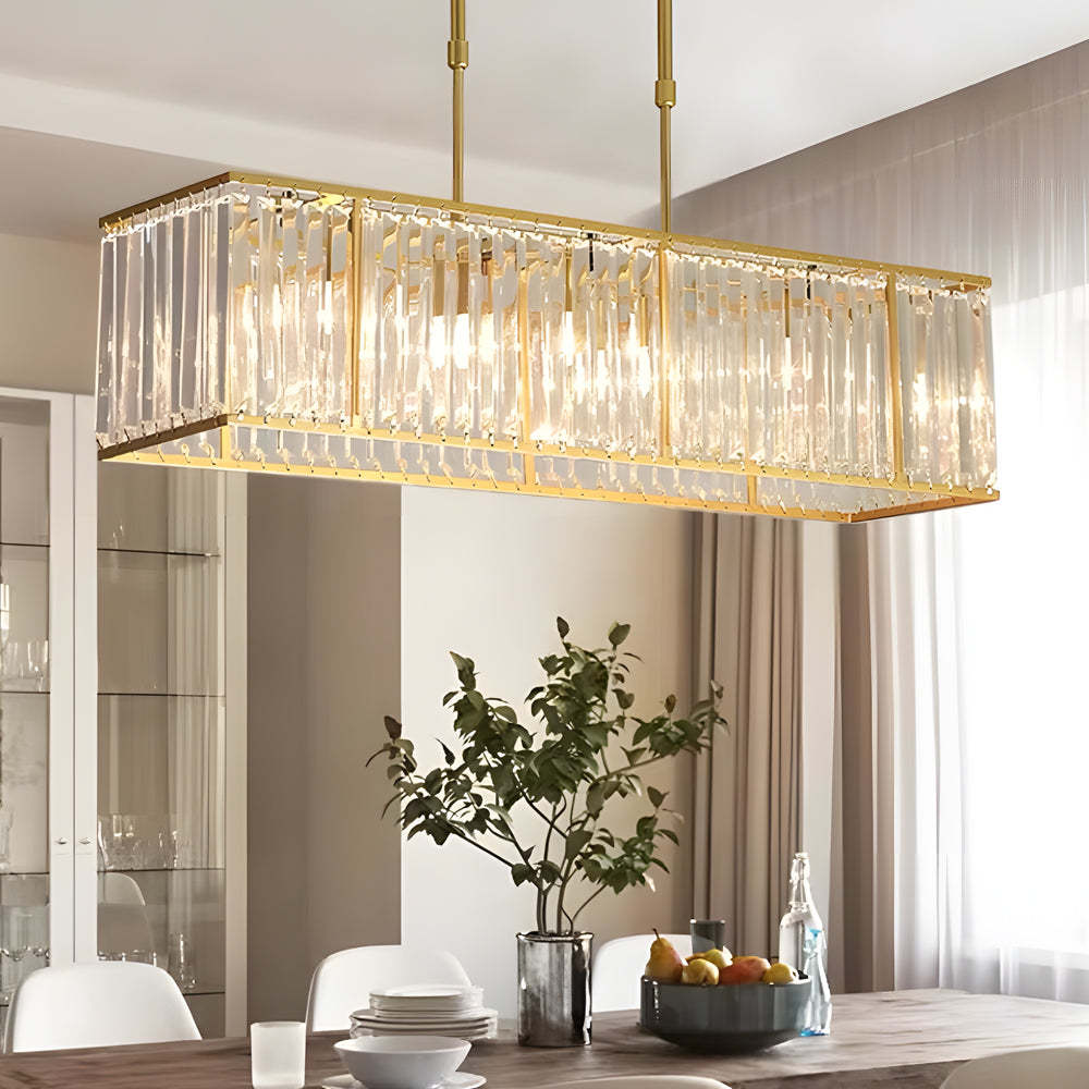 Dimmable Kitchen Island Crystal Rectangle Chandelier