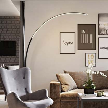Minimalist Curved Line LED Aluminum Floor Lamp — White / Neutral Light (4000K) / 110V-120V For US/CA