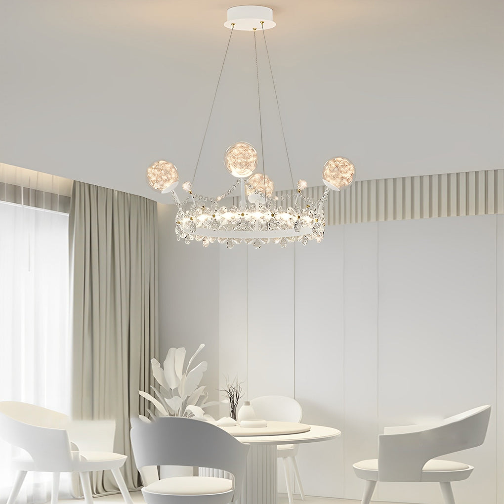 Crystal Glass Flower Crown Dimmable Nordic Chandelier
