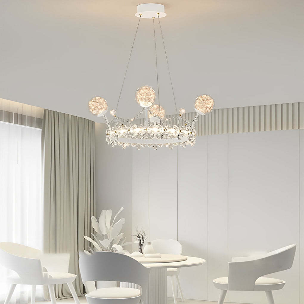 Crystal Glass Flower Crown Dimmable Nordic Chandelier
