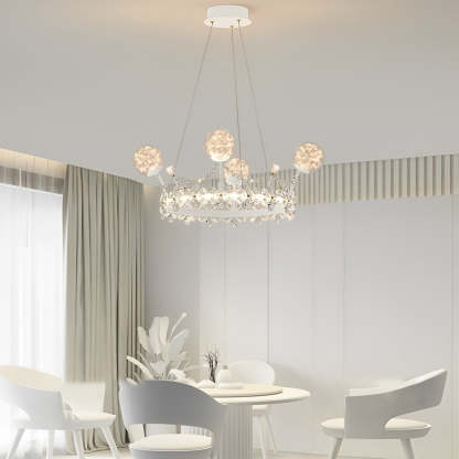 Crystal Glass Flower Crown Dimmable Nordic Chandelier