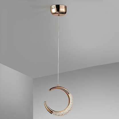 Curvy Moon Plated LED Modern Island Pendant