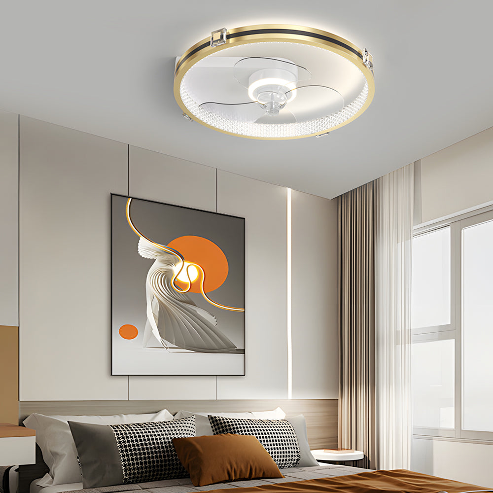 Ring LED 3-Step Mute Gold Modern Ceiling Fan