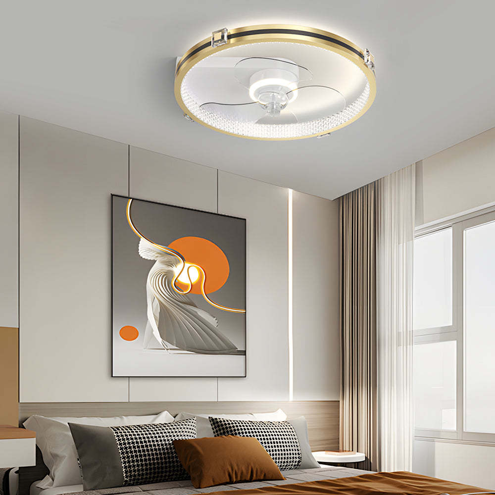 Ring LED 3-Step Mute Gold Modern Ceiling Fan