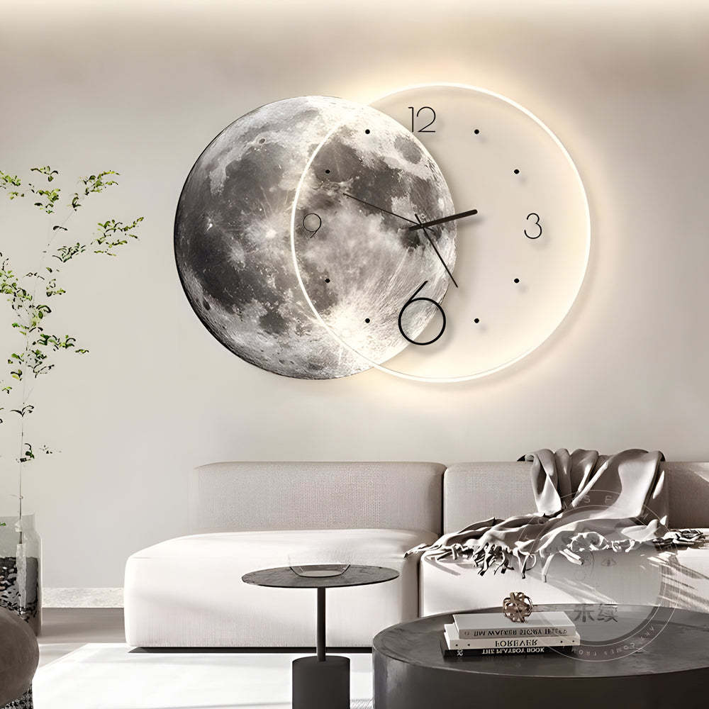 Moon Lunar Wall Clock USB Remote LED Wall Lamp Painting