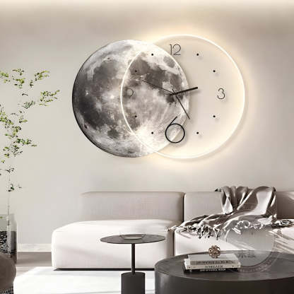 Moon Lunar Wall Clock USB Remote LED Wall Lamp Painting
