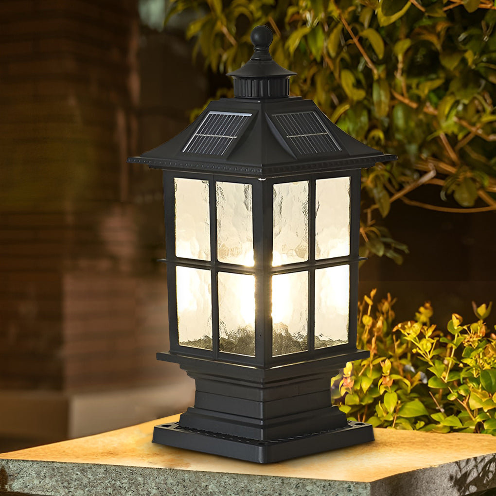 Dimming LED Black Modern Solar Post Cap Light