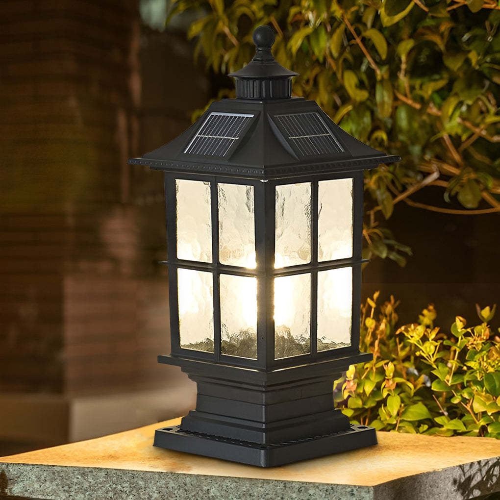 Dimming LED Black Modern Solar Post Cap Light
