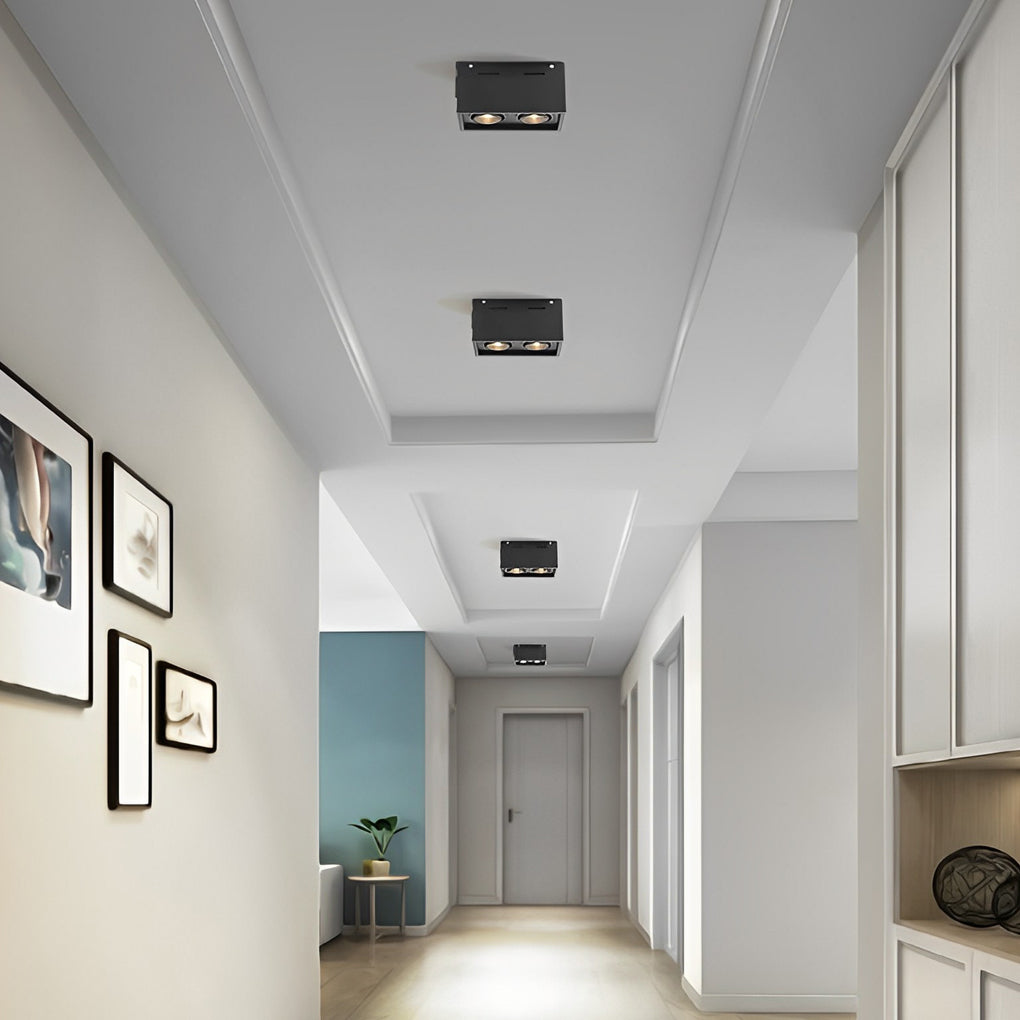 Rectangular 2-Light Adjustable LED Modern Surface Spotlight