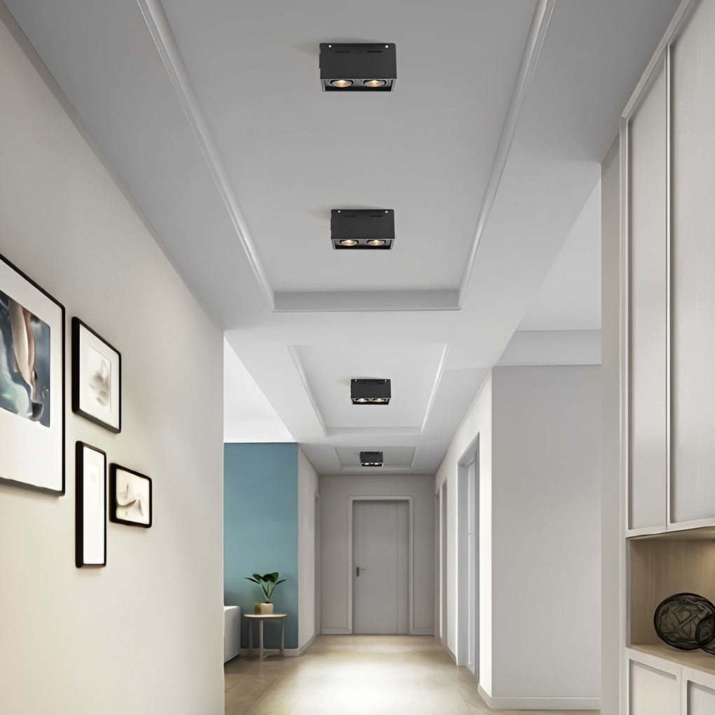 Rectangular 2-Light Adjustable LED Modern Surface Spotlight