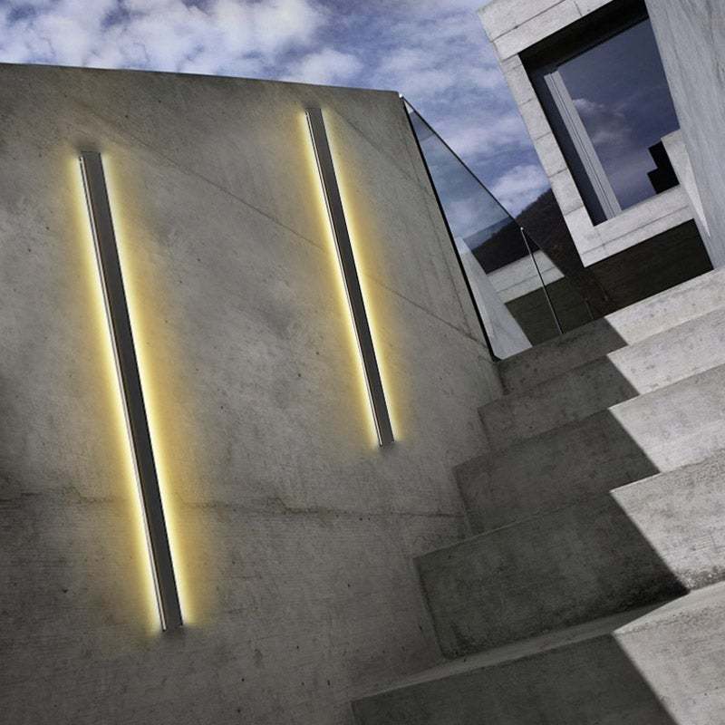 LED Long Strip Metal Waterproof Black Minimalist Outdoor Wall Lights-Lighom