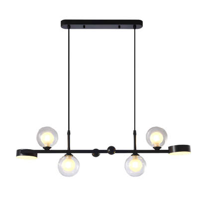 Dimmable Glass Ball LED Long Dining Chandelier