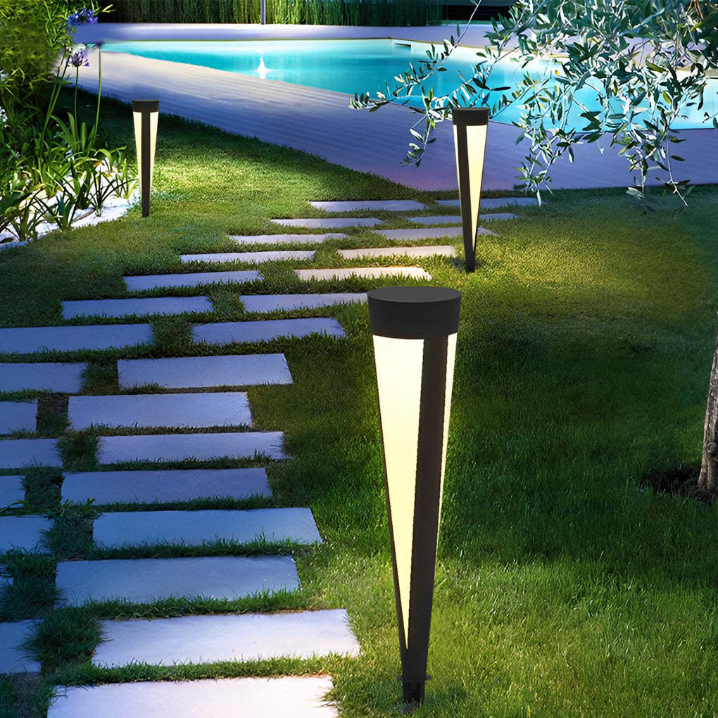 Round Outdoor Waterproof LED Gray Modern Solar Outdoor Lights Lawn Lamp-Lighom