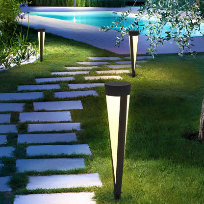 Round Outdoor Waterproof LED Gray Modern Solar Outdoor Lights Lawn Lamp-Lighom